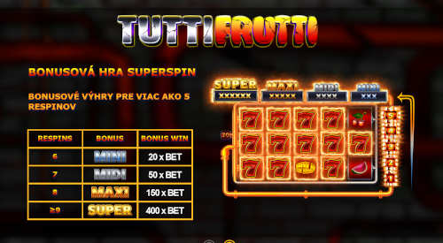 tutti frutti bonus