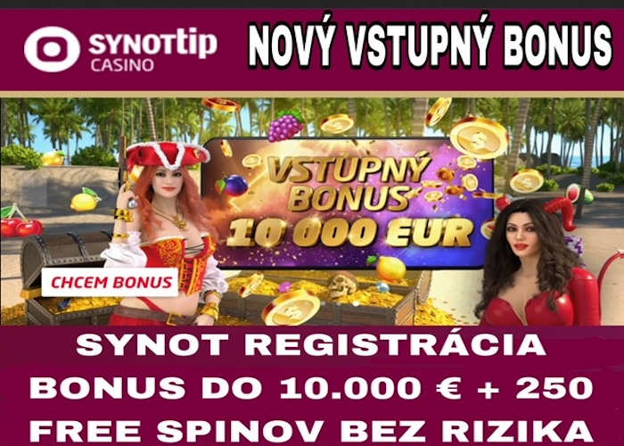 Bonusy Synot tip casino nový vstupný bonus