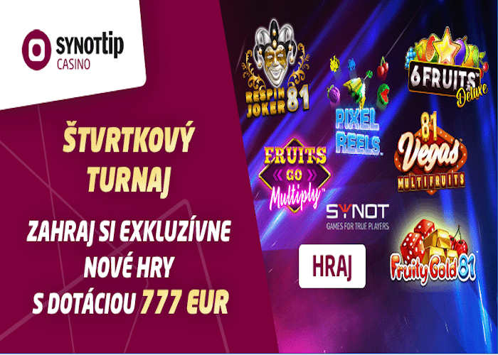 Bonusy Synot Tip casino štvrtok turnaj