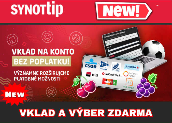 Synot Tip casino nové vklady a výbery bez poplatku